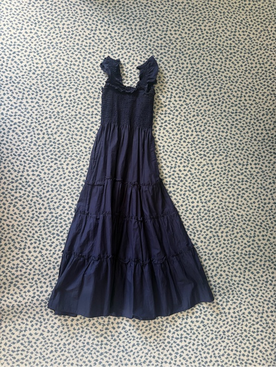 Kourt Dresses & Skirts - Smocked Navy Maxi Dress with Ruffle Straps - Women's Summer Maxi
